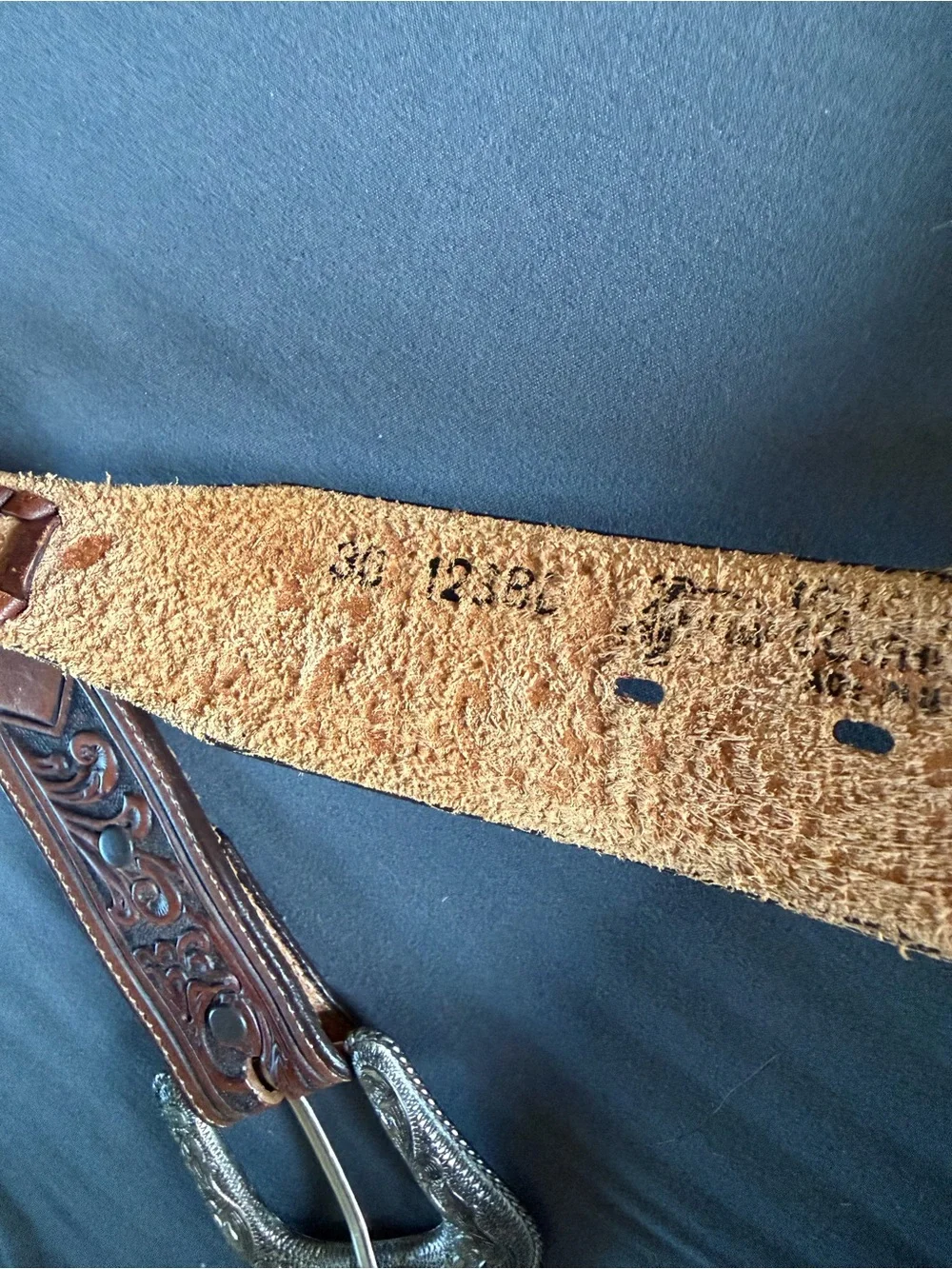 Vintage Justin BootsBraided Leather Belt Half Dollar Silver Buckle Size 36
